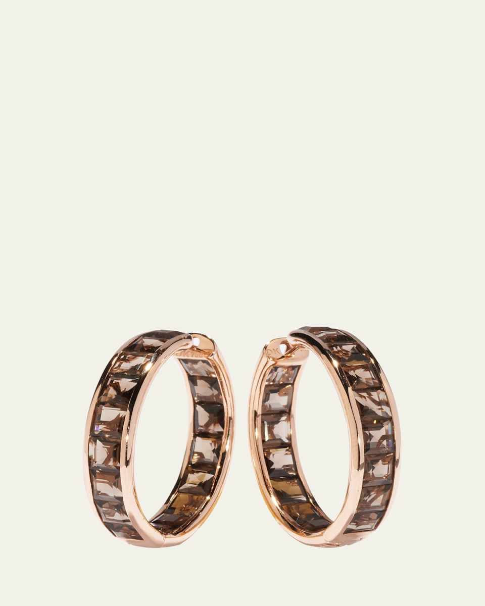 18K Rose Gold Black Bliss Smoky Quartz Hoop Earrings